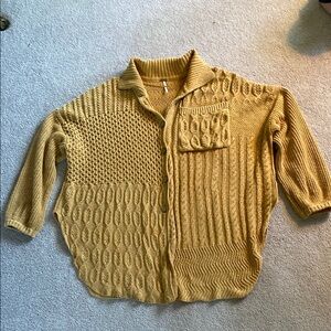 We The Free Mustard Yellow Textured Cardigan